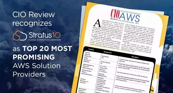 Stratus10 Recognized as Most Promising AWS Solutions Provider By CIO Review
